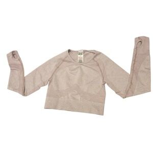 Gymshark Flex‎ Crop Top Long Sleeve Blush Pink Open Back Size Small